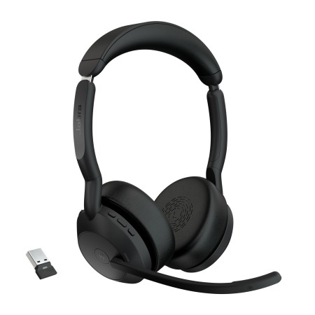 Jabra Evolve2 55 Auscultadores Sem fios Fita de cabeça Escritório Call center Bluetooth Suporte de carregamento Preto