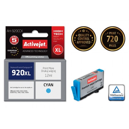 Activejet AH-920CCX Ink (replacement for HP 920XL CD972AE- Premium- 12 ml- cyan)