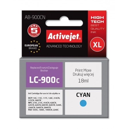 Activejet AB-900CN Ink (replacement for Brother LC900Bk- Supreme- 17.5 ml- cyan)