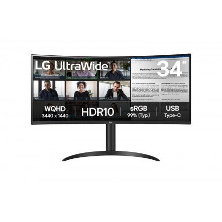 LG 34WR50QK-B monitor de ecrã 86,4 cm (34") 3440 x 1440 pixels Wide Quad HD Preto