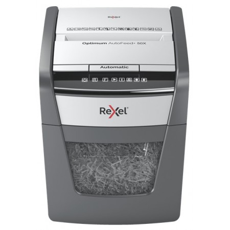 Rexel Optimum AutoFeed+ 50X paper shredder Cross shredding 55 dB 22 cm Black, Grey