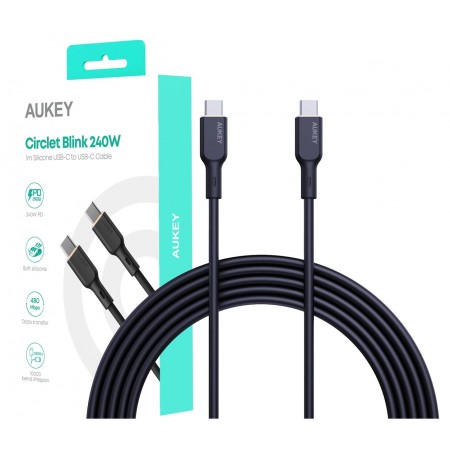 AUKEY CB-SCC241 USB-C Power Delivery PD 240W 5A 20V 1m Nylon Black