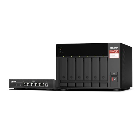 QNAP TS-673A-SW5T servidor NAS e de armazenamento Tower Ryzen Embedded V1500B 8 GB DDR4 0 TB QNAP QTS Preto