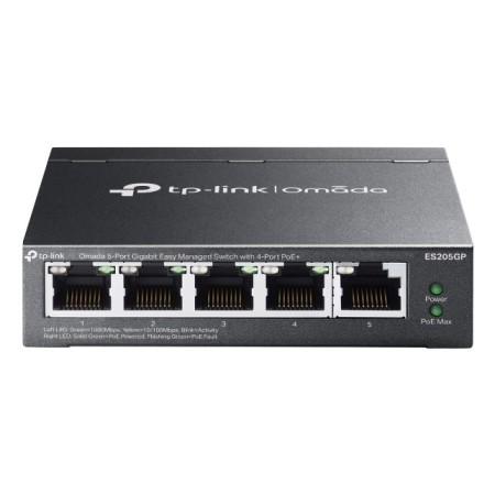 TP-Link Omada ES205G Gerido Gigabit Ethernet (10 100 1000) Power over Ethernet (PoE) Preto