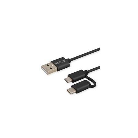 Savio CL-128 USB cable USB 2.0 1 m USB A USB C/Micro-USB A Black