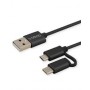 Savio CL-128 USB cable USB 2.0 1 m USB A USB C/Micro-USB A Black