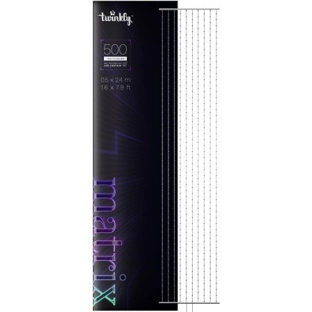 Twinkly Matrix - 500 RGB LED Pearl-shaped lights, clear wire, 1.7x7.8ft F-plug type