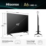 Hisense 43A6Q TV 109,2 cm (43") 4K Ultra HD Smart TV Wi-Fi Preto 300 cd m²