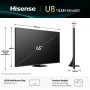 Hisense 65U8Q 165,1 cm (65") 4K Ultra HD Smart TV Wi-Fi Preto, Cinzento