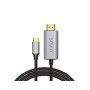 USB-C to HDMI 2.0B cable, 2m, silver / black, gold tips, SAVIO CL-171