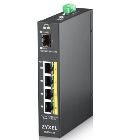 Zyxel RGS100-5P Não-gerido L2 Gigabit Ethernet (10 100 1000) Power over Ethernet (PoE) Preto