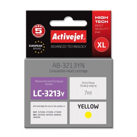 Activejet AB-3213YN Ink cartridge (replacement for Brother LC3213Y- Supreme- 7 ml- yellow)