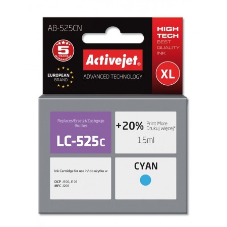 Activejet AB-525CN Ink (replacement for Brother LC525C- Supreme- 15 ml- cyan)