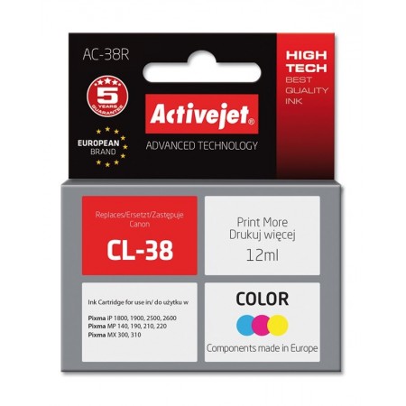 Activejet AC-38R Ink (replacement for Canon CL-38- Premium- 12 ml- color)