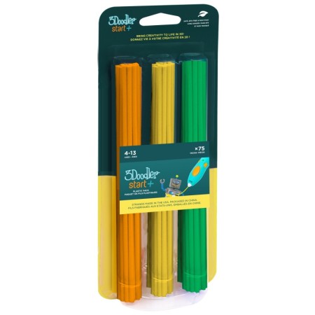 3Doodler Start 3DS-ECO-MIX2-75 material para impressão em 3D Plástico compostável Verde, Laranja, Amarelo 1 g