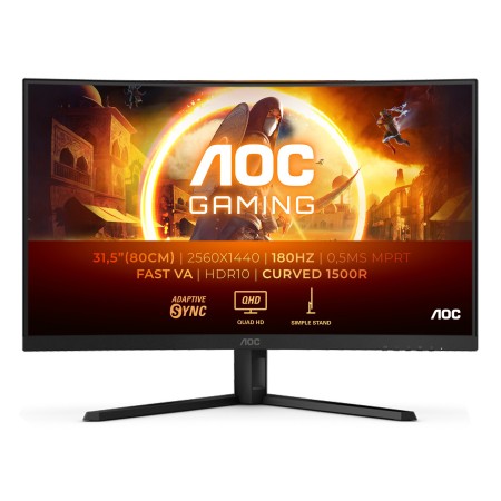 AOC G4 CQ32G4VE monitor de ecrã 80 cm (31.5") 2560 x 1440 pixels Quad HD LCD Preto, Cinzento