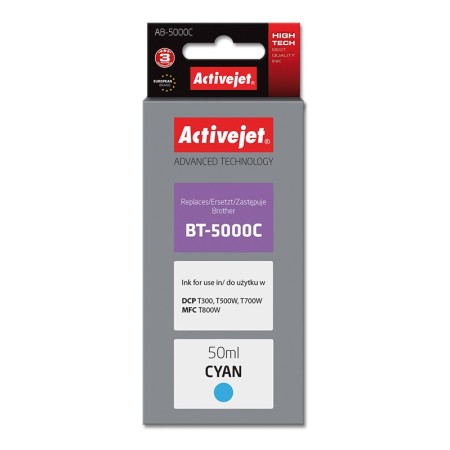 Activejet AB-5000C Ink Bottle (Replacement for Brother BT-5000C- Supreme- 50 ml- cyan)