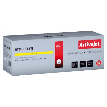 Activejet ATM-321YN toner for Konica Minolta printer- Konica Minolta TN321Y replacement- Supreme- 25000 pages- yellow