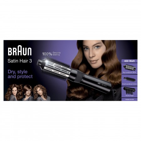 Braun Satin Hair 3 AS 330 Escova de ar quente Preto, Azul, Lilás 400 W 2 m