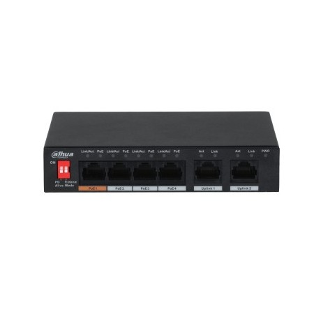 Dahua Technology PFS3006-4ET-60 Não-gerido L2 Fast Ethernet (10 100) Power over Ethernet (PoE) Preto