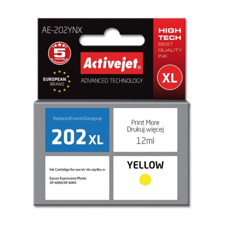 Activejet AE-202YNX ink (replacement for Epson 202XL H44010- Supreme- 12 ml- yellow)