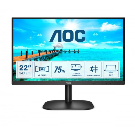 AOC B2 22B2H monitor de ecrã 54,6 cm (21.5") 1920 x 1080 pixels Full HD LED Preto