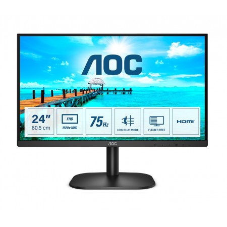 AOC B2 24B2XHM2 monitor de ecrã 60,5 cm (23.8") 1920 x 1080 pixels Full HD LCD Preto