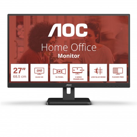 AOC E3 Q27E3UAM monitor de ecrã 68,6 cm (27") 2560 x 1440 pixels Quad HD Preto