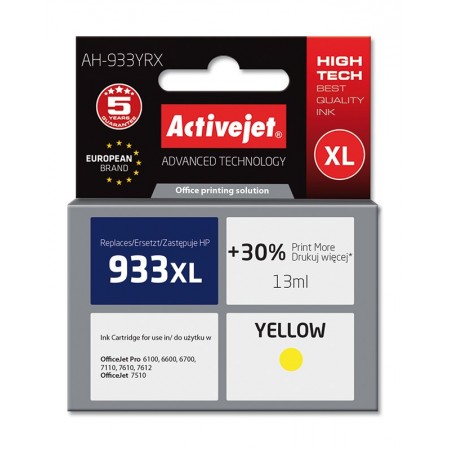 Activejet AH-933YRX ink for HP printer- HP 933XL CN056AE replacement- Premium- 13 ml- yellow