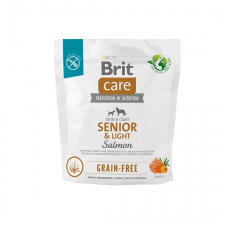 Dry food for older dogs, all breeds (over 7 years of age) Brit Care Dog Grain-Free Senior&Light Salmon 1kg