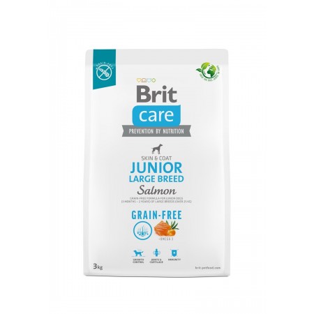 Dry food for young dog (3 months - 2 years), large breeds over 25 kg - Brit Care Dog Grain-Free Junior Large salmon 3kg