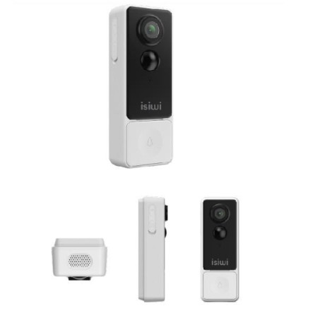 Campainha sem fio ISIWI DLIN+ 2K a bateria - 5200 mAh - PIR - CARTÃO SD - Áudio bidirecional - Vídeo porteiro