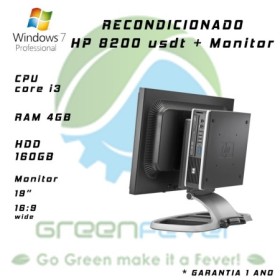 Aio Hp 8200 Usdt I3-2100 4Gb 160Gb W7 Pro + Monitor 19 Hp Wide
