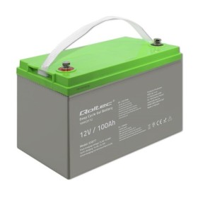 Qoltec Deep Cycle Gel Battery | 12V | 100Ah | 30.5kg | Maintenance-free | Professional | LongLife | PV, UPS, camper