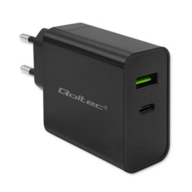 Qoltec Super Quick PD Charger | 1xUSB-C | 1xUSB | 45W | 5-20V | 2.25-3A | Black