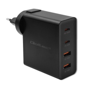 Qoltec GaN POWER PRO charger | 2xUSB-C | 2xUSB  | 130W | 5-20V | 1.5-5A | PD | Laptop | Smartfon | Black