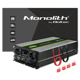 Qoltec Pure Sine Wave Inverter Monolith | 3000W | 6000W | 24V to 230V | LCD