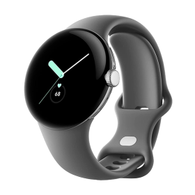 Watch Google Pixel Watch LTE 41mm Polished Silver Case with Sport Band - Charcoal