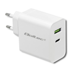 Qoltec Charger | 45W | 5-20V | 2.4-3A | USB type C PD | USB 3.0 | White
