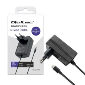 Qoltec Super FAST PD charger for Raspberry PI 5 | USB-C | 27W | 5.1V | 5A | Black