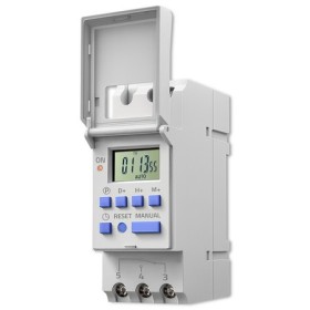 Qoltec Electronic Timer Switch for DIN Rail with Built-in Battery | 7-Day Schedule | 16 Programs