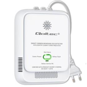 Qoltec Certified Carbon monoxide sensor | CO detector | alarm 85dB | LED