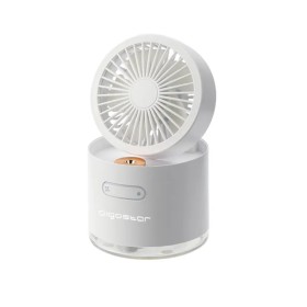 Ventilador de mesa com névoa, 4 polegadas, 5 lâminas, 3 velocidades, 2000mAh, branco