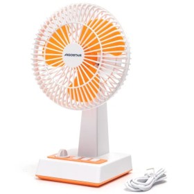 Ventilador de mesa de 8 polegadas, 3 pás, 3 velocidades, sem bateria, branco e laranja