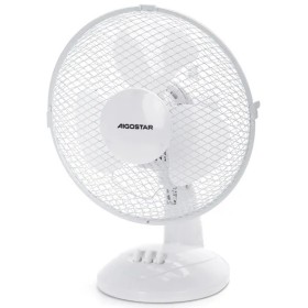 Ventilador de mesa de 9 polegadas, 3 pás, 2 velocidades, branco