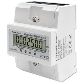 Qoltec Three-phase electronic meter | DIN rail energy consumption meter | 400V | 100A | LCD | 4P
