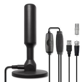 Qoltec Indoor DVB-T2 TV antenna with signal amplifier and magnetic base | 4K | 28dBi | 5m