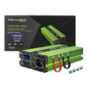 Qoltec Pure Sine Wave Inverter Monolith | battery charger | UPS | 1000W | 2000W | 12V to 230V | LCD