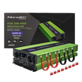 Qoltec Pure Sine Wave Inverter Monolith | battery charger | UPS | 3000W | 6000W | 12V to 230V | LCD