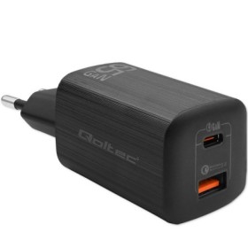 Qoltec GaN ULTRA 65W charger| 5-20V | 2.25-3.25A | 1 x USB type C PD | 1x USB QC 3.0 | Laptop | Smartfon | Black